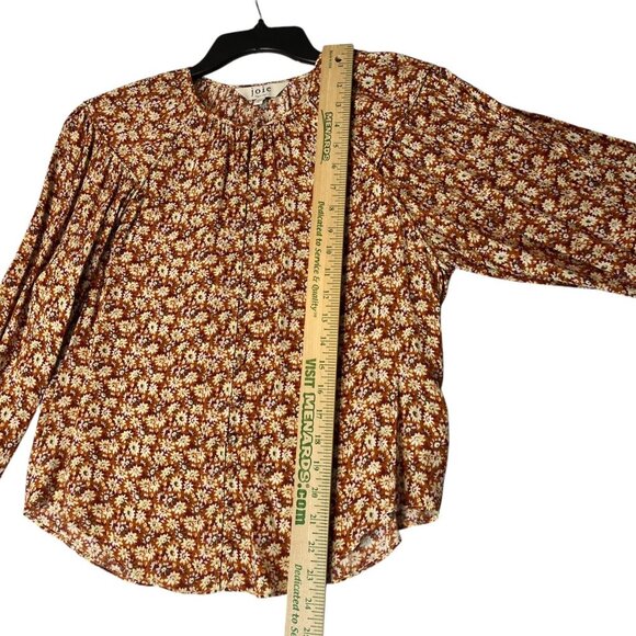 Joie Women's XS Jenny Floral‎ Balloon Sleeve Top Feminine Bohemian Umber Multi - Picture 7 of 7